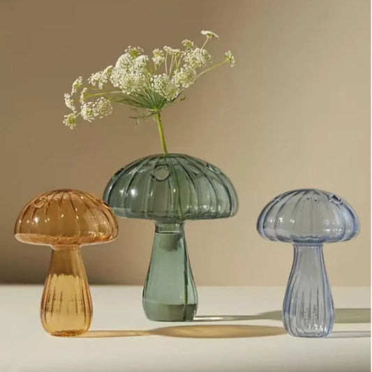 Transparent Color Mushroom Glass Vase