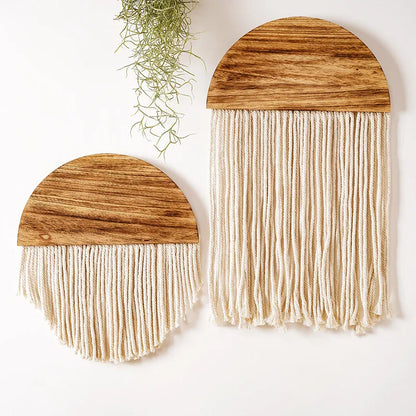 Half Wood Half Macrame Wall Hanging