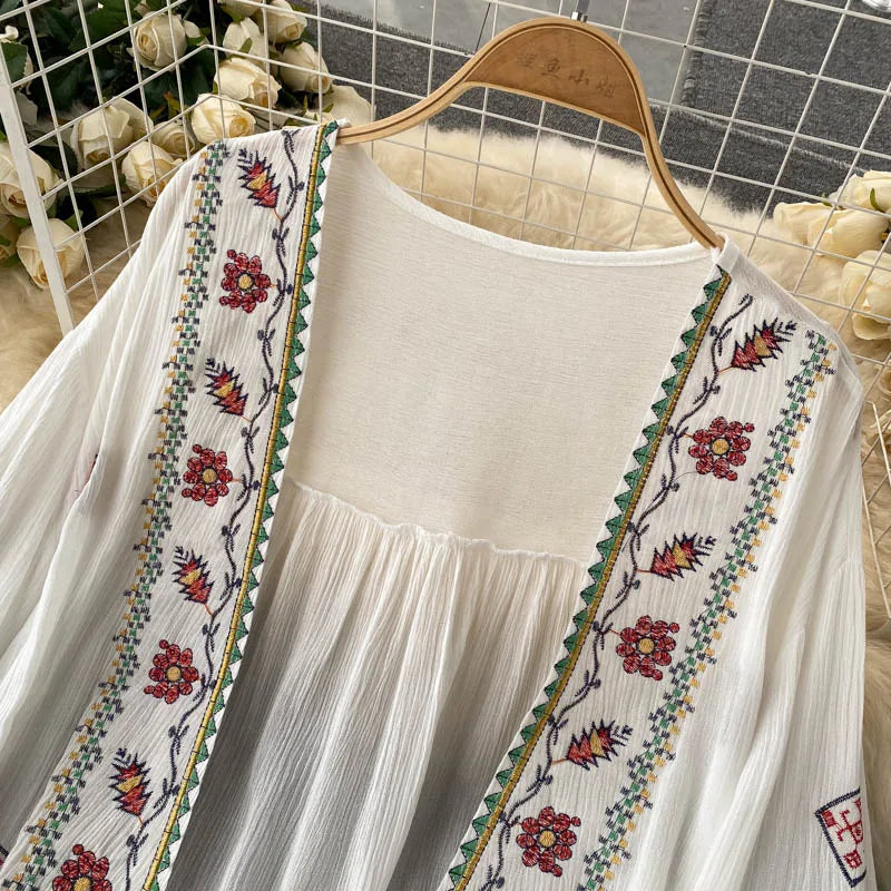 Bohemian Style Embroidered Tassel Chiffon Cardigan