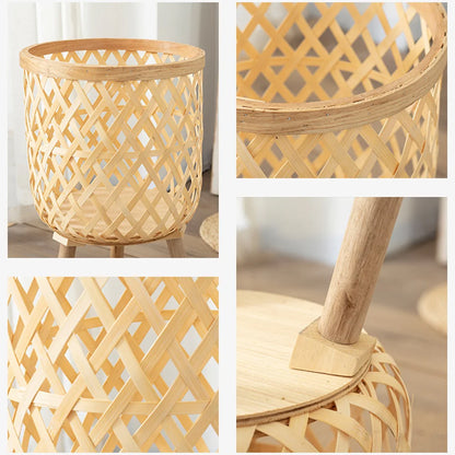 Handmade Bamboo Woven Flower Pot With Stand