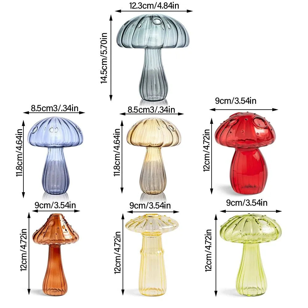 Transparent Color Mushroom Glass Vase