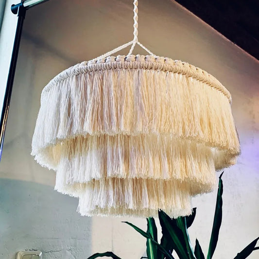 Boho Woven Macrame Lampshade